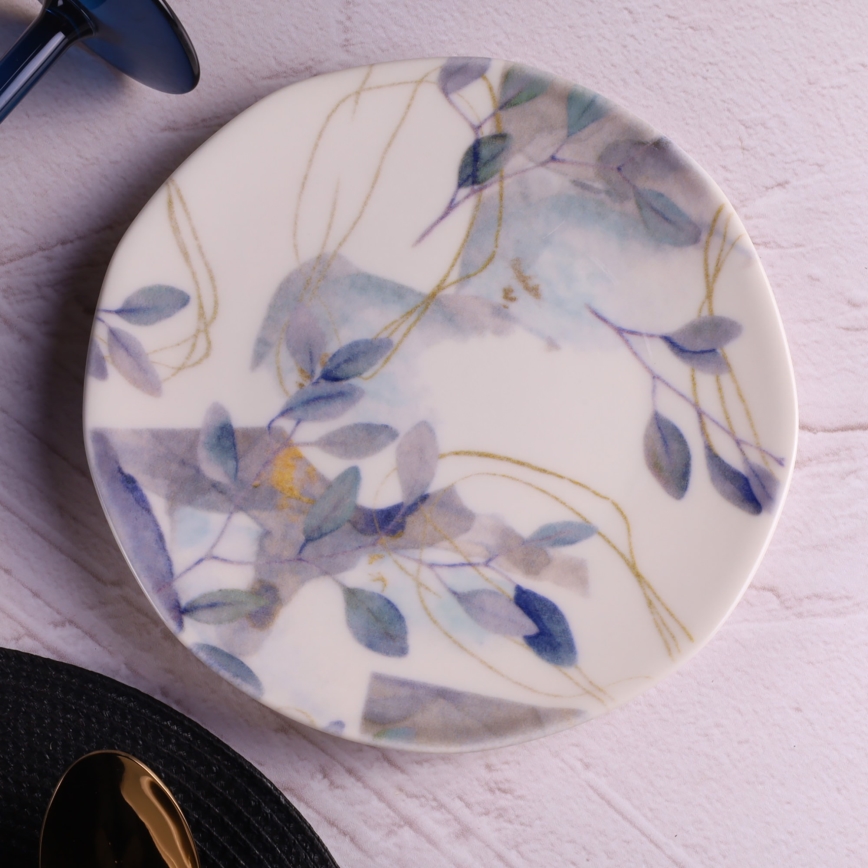 24-delt spisesæt, hvid/blå, porcelæn