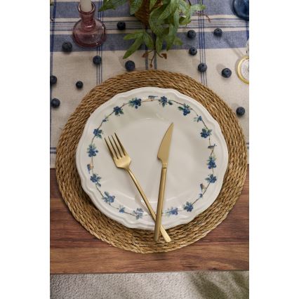 24-delt spisesæt, hvid/blå, porcelæn