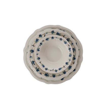 24-delt spisesæt, hvid/blå, porcelæn