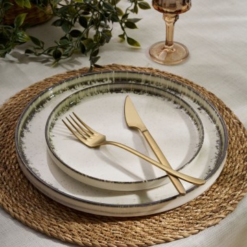 24-delt spisesæt, hvid/brun, porcelæn