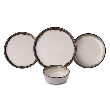 24-delt spisesæt, hvid/brun, porcelæn