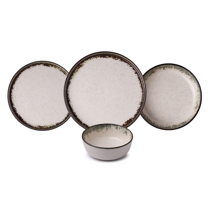 24-delt spisesæt, hvid/brun, porcelæn