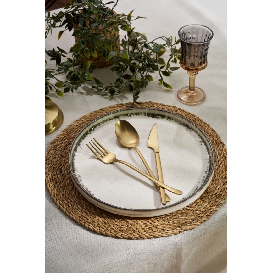 24-delt spisesæt, hvid/brun, porcelæn