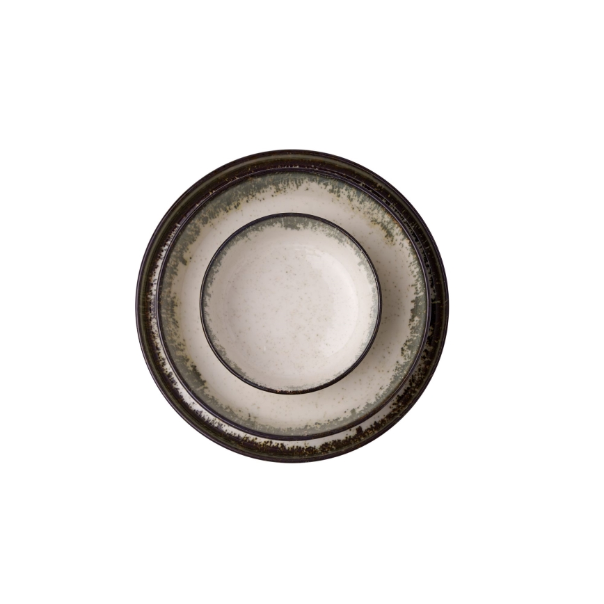 24-delt spisesæt, hvid/brun, porcelæn