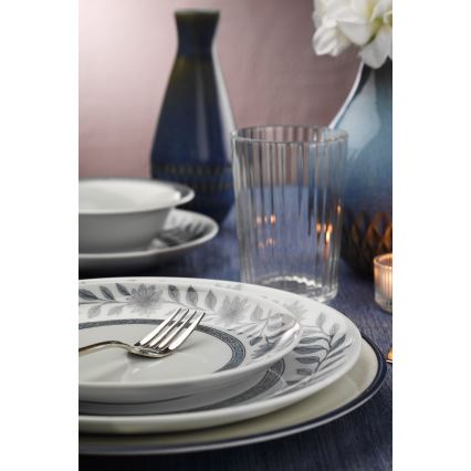 24-delt spisesæt, hvid/grå, porcelæn