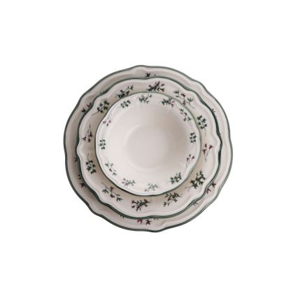 24-delt spisesæt, hvid/grøn, porcelæn