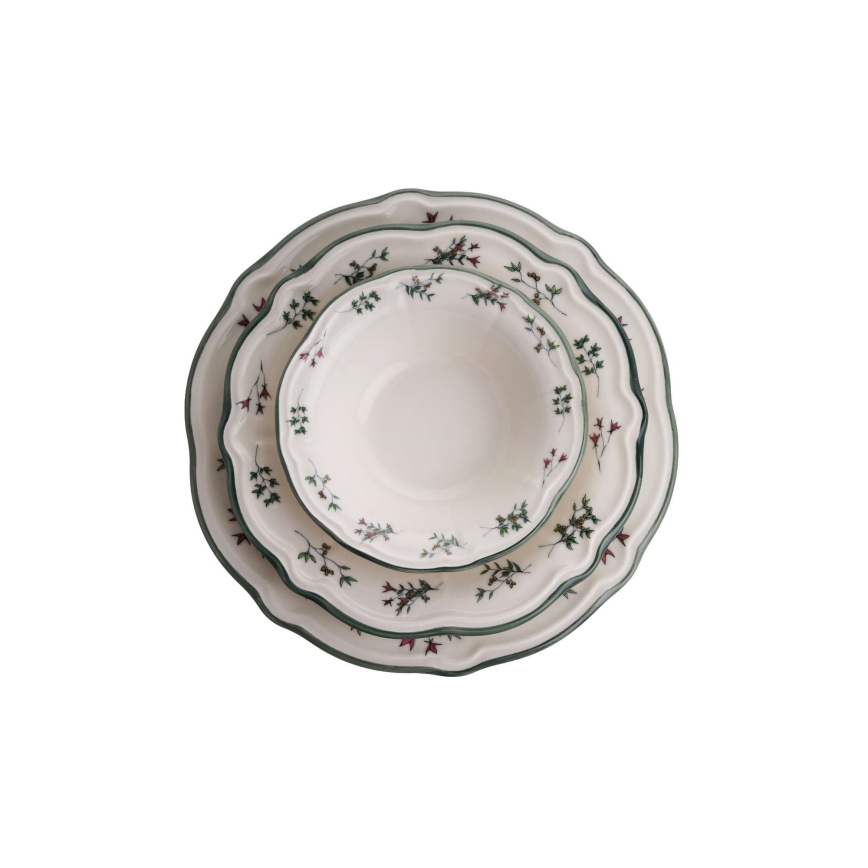 24-delt spisesæt, hvid/grøn, porcelæn