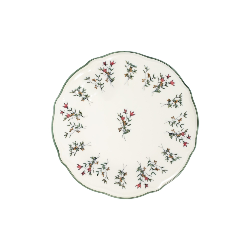 24-delt spisesæt hvid/grøn/rød/porcelæn