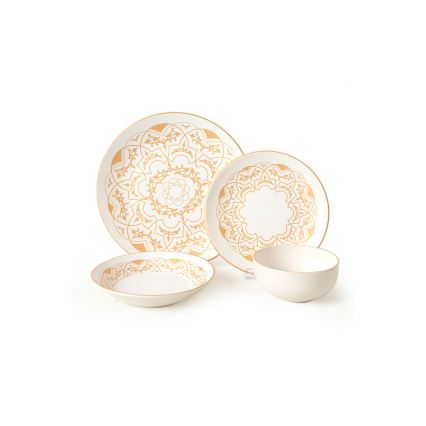 24-delt spisesæt hvid/guld/keramik