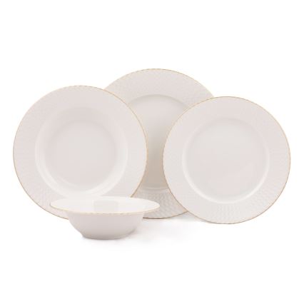 24-delt spisesæt hvid/guld/porcelæn