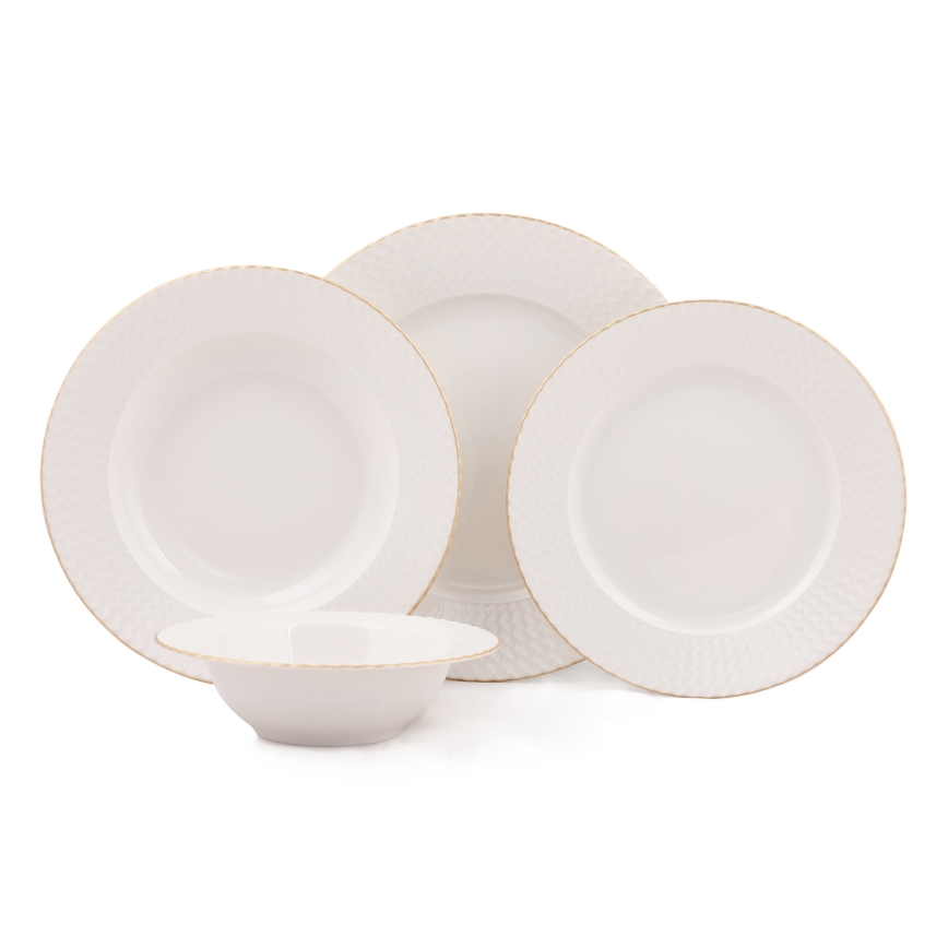 24-delt spisesæt hvid/guld/porcelæn