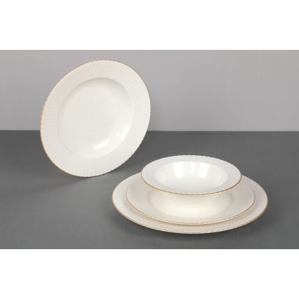 24-delt spisesæt hvid/guld/porcelæn