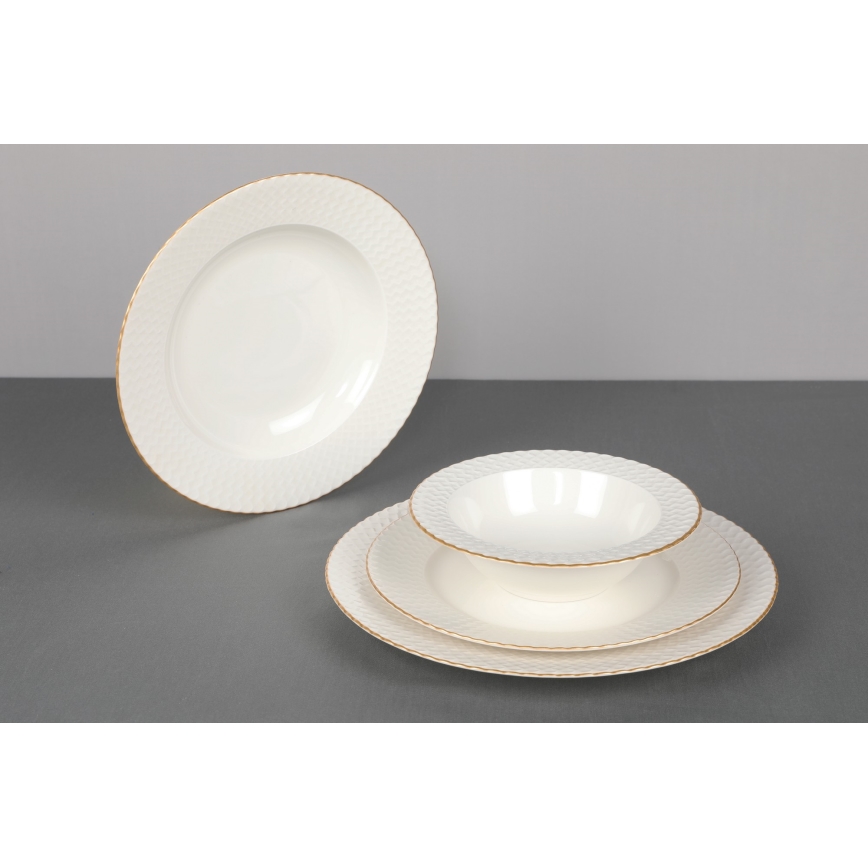 24-delt spisesæt hvid/guld/porcelæn