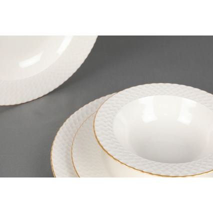24-delt spisesæt hvid/guld/porcelæn