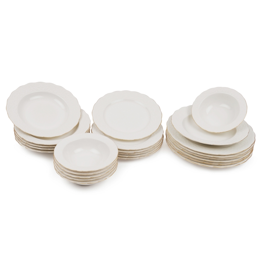 24-delt spisesæt hvid/guld/porcelæn