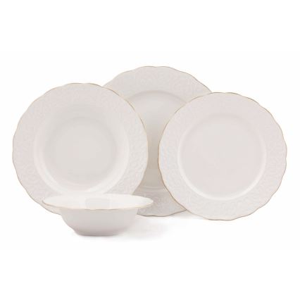 24-delt spisesæt hvid/guld/porcelæn