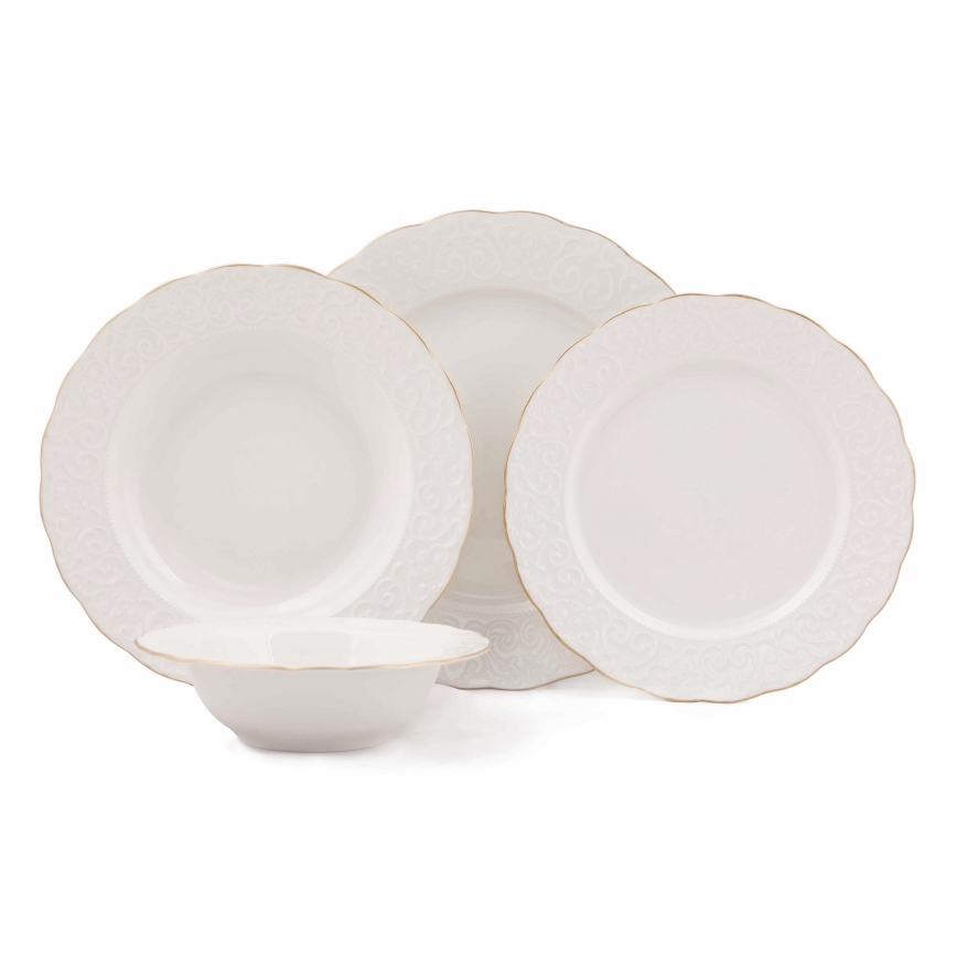 24-delt spisesæt hvid/guld/porcelæn