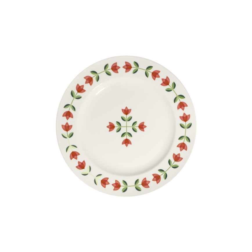 24-delt spisesæt hvid/rød/grøn/porcelæn
