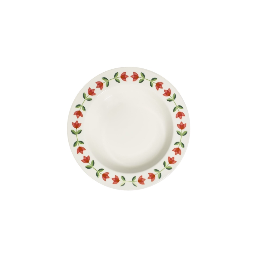 24-delt spisesæt hvid/rød/grøn/porcelæn