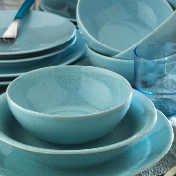 24-delt spisesæt i blå porcelæn
