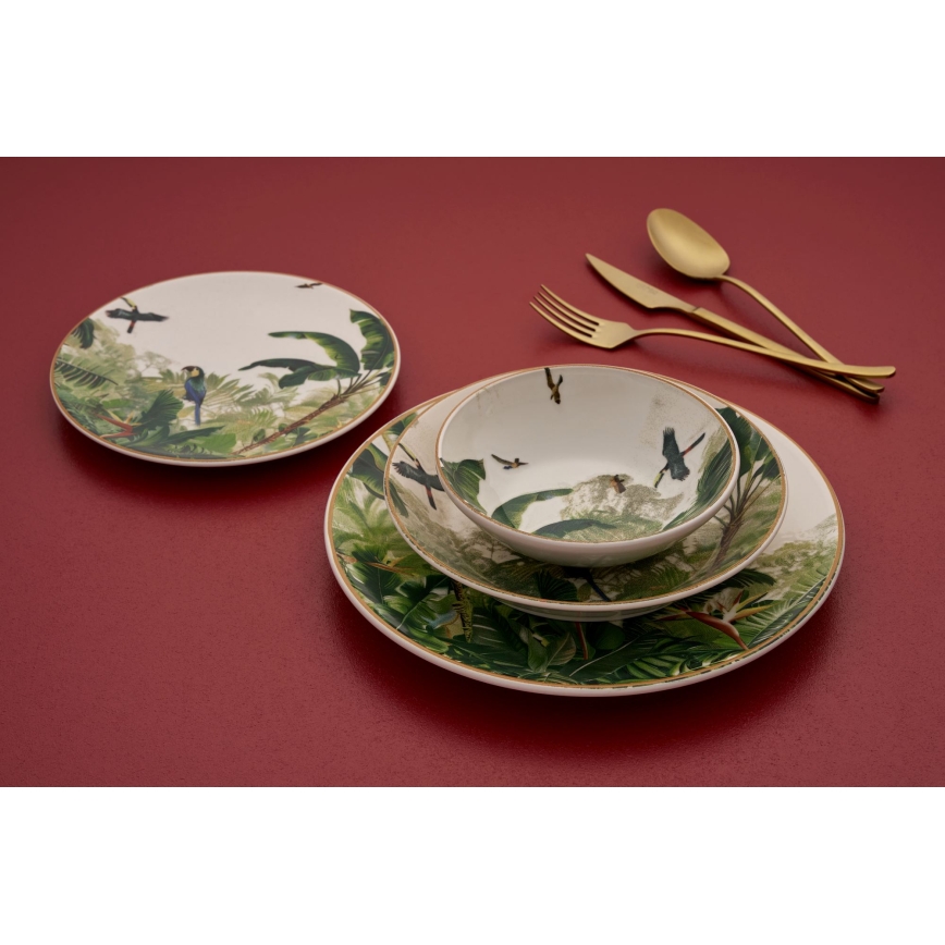 24-delt spisesæt i flerfarvet keramik