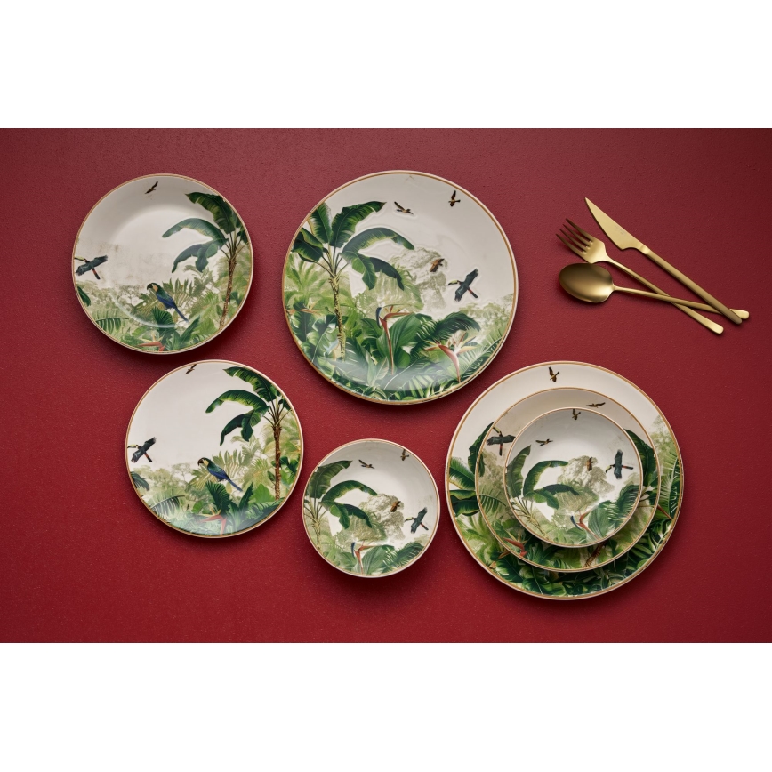 24-delt spisesæt i flerfarvet keramik