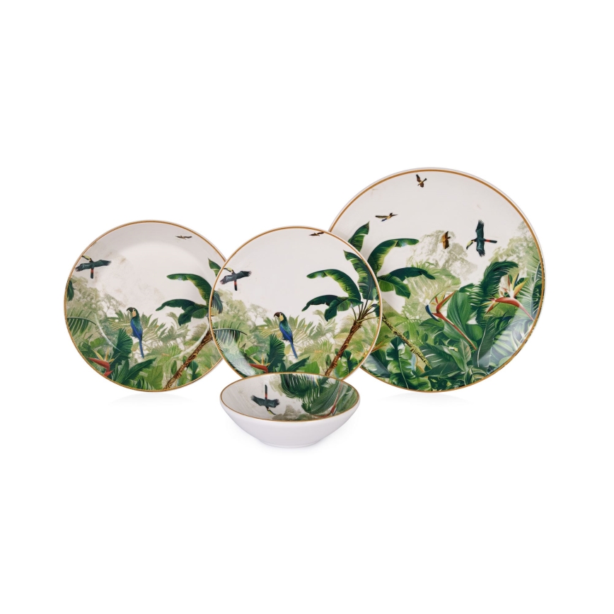 24-delt spisesæt i flerfarvet keramik