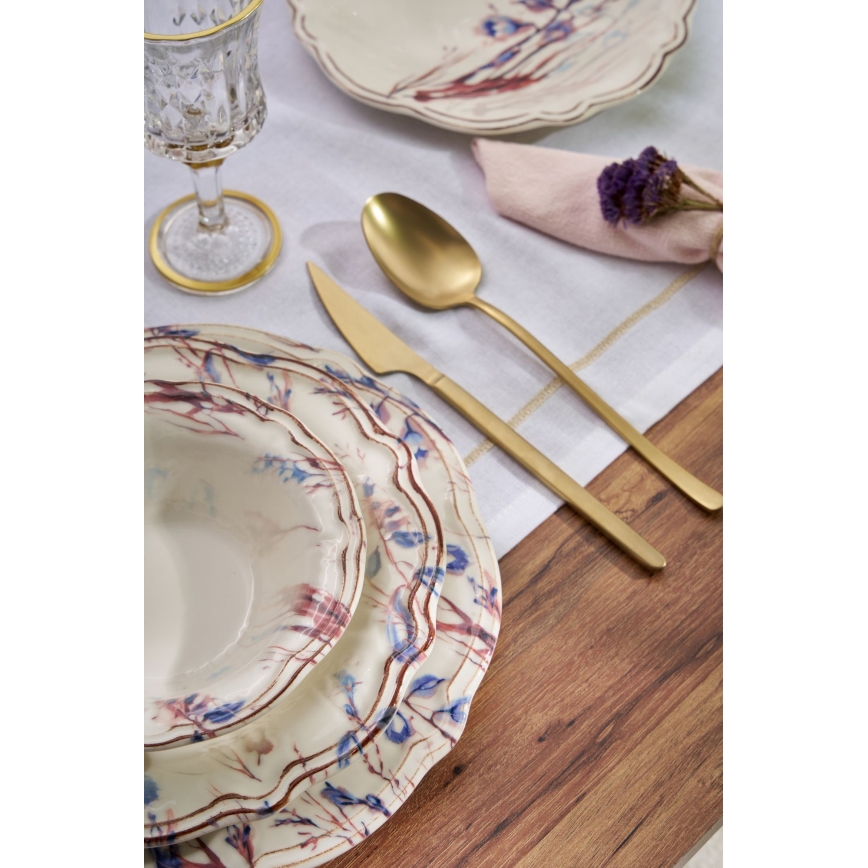 24-delt spisesæt i flerfarvet porcelæn