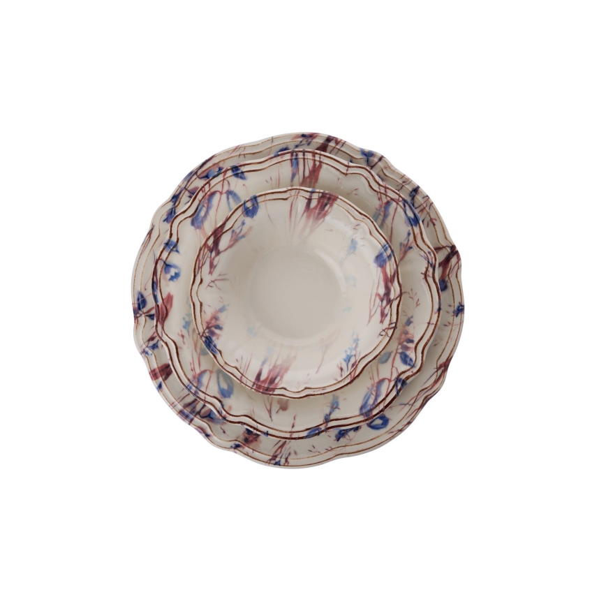 24-delt spisesæt i flerfarvet porcelæn