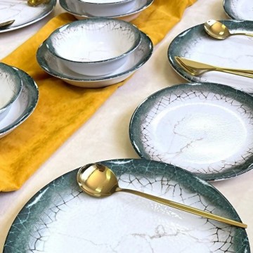 24-delt spisesæt i hvid/antracit keramik