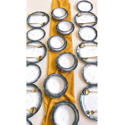 24-delt spisesæt i hvid/antracit keramik