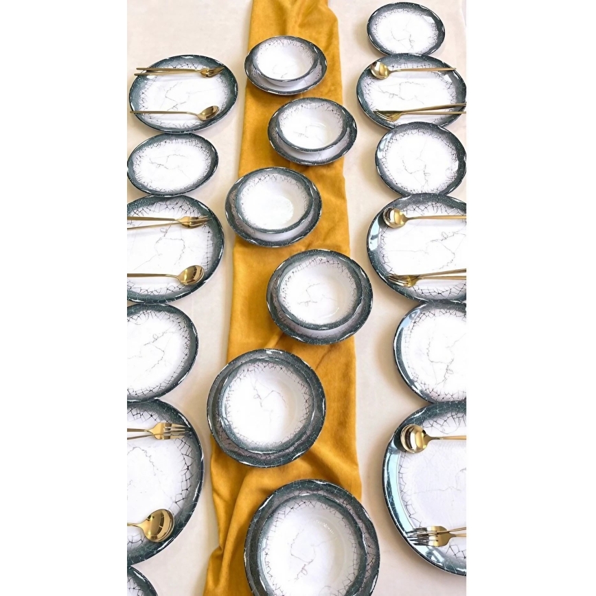 24-delt spisesæt i hvid/antracit keramik