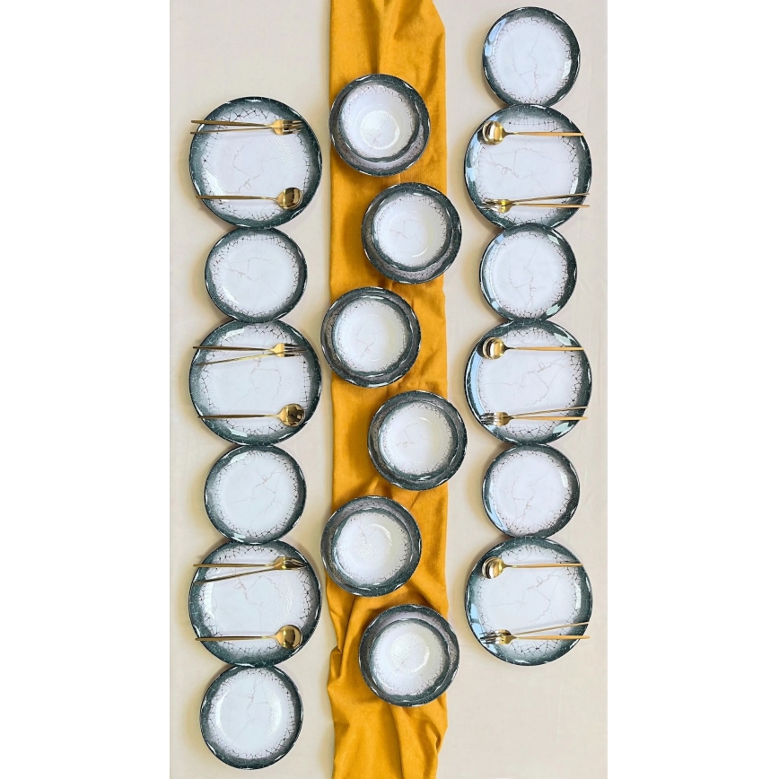 24-delt spisesæt i hvid/antracit keramik