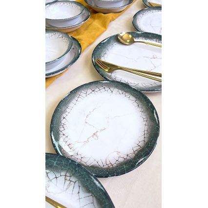 24-delt spisesæt i hvid/antracit keramik