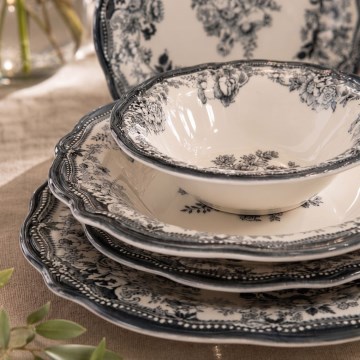 24-delt spisesæt i hvidt eller sort porcelæn