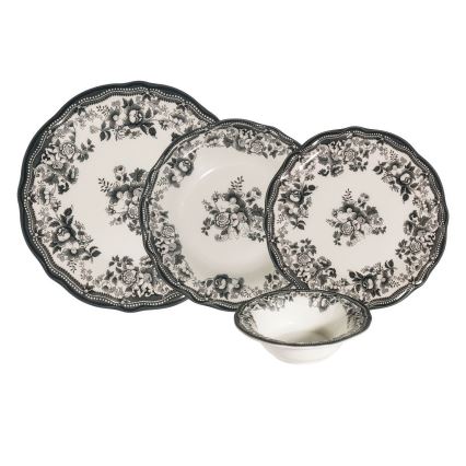 24-delt spisesæt i hvidt eller sort porcelæn