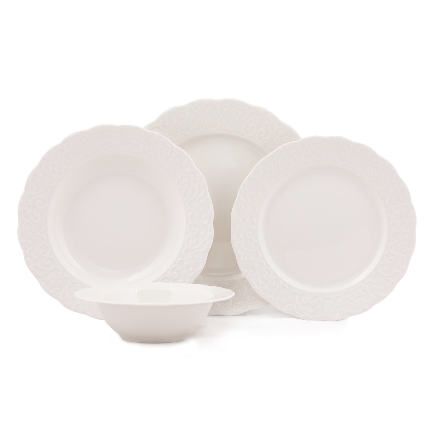 24-delt spisesæt i hvidt porcelæn