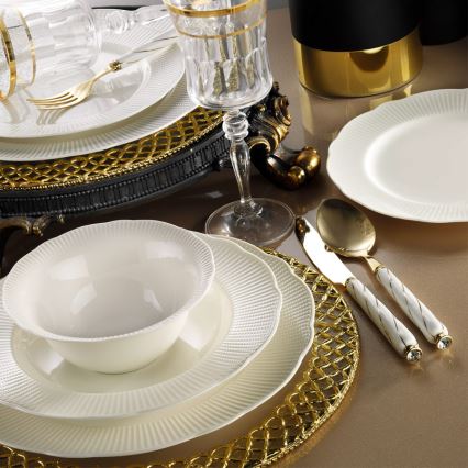 24-delt spisesæt i hvidt porcelæn