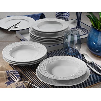 24-delt spisesæt i hvidt porcelæn