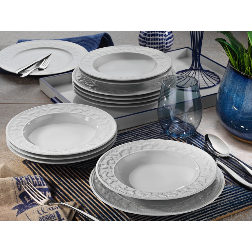 24-delt spisesæt i hvidt porcelæn