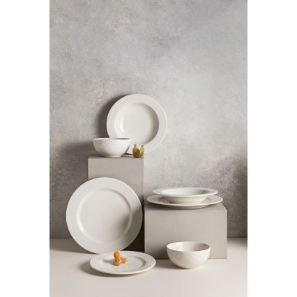24-delt spisesæt i hvidt porcelæn