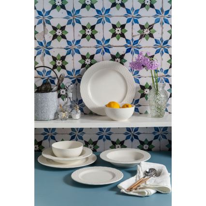24-delt spisesæt i hvidt porcelæn