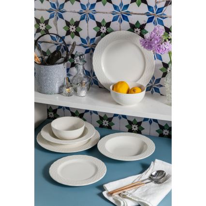 24-delt spisesæt i hvidt porcelæn