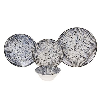 24-delt spisesæt i keramik, blå/sort