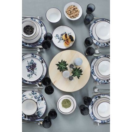 24-delt spisesæt i keramik, hvid/blå