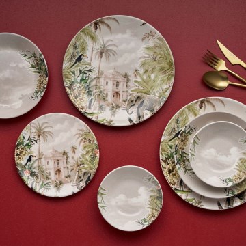 24-delt spisesæt i multifarvet keramik