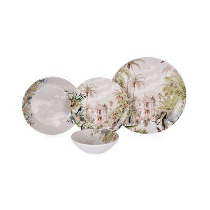 24-delt spisesæt i multifarvet keramik