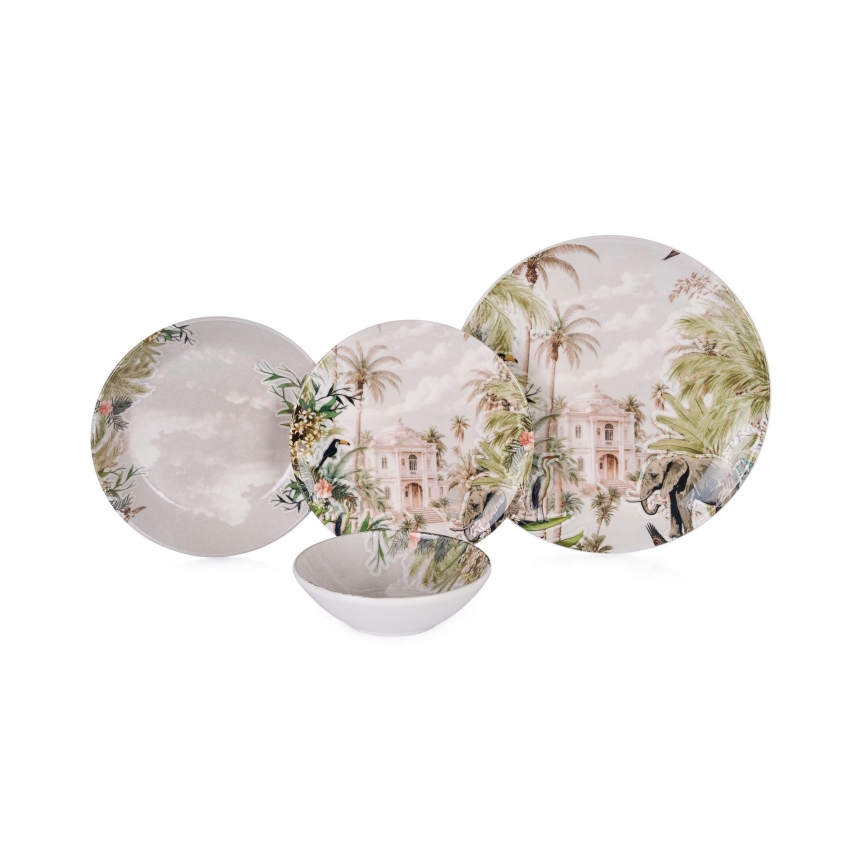 24-delt spisesæt i multifarvet keramik