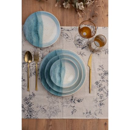 24-delt spisesæt i porcelæn, blå/creme