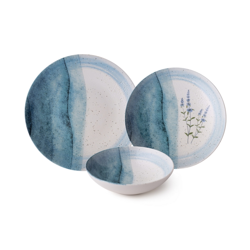 24-delt spisesæt i porcelæn, blå/creme